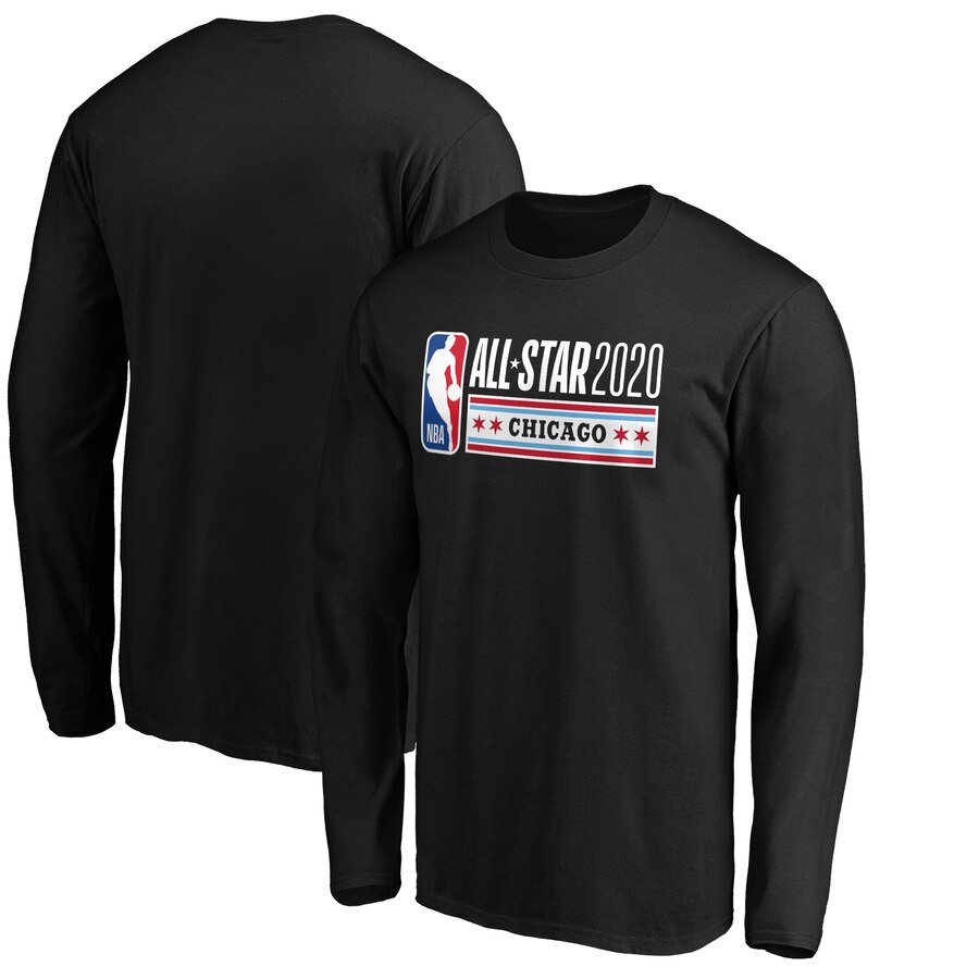 Men Fanatics Branded 2020 NBA AllStar Game Official Logo Long Sleeve TShirt Black